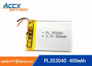 China 353040pl rechargeable 353040 3.7v 400mah lithium polymer battery for MP3 player, MP4 player on sale