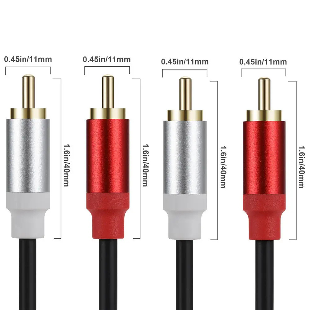 Premium Twin 2 Phono RCA Male To 2RCA Male Audio OFC Cable Pod MP3