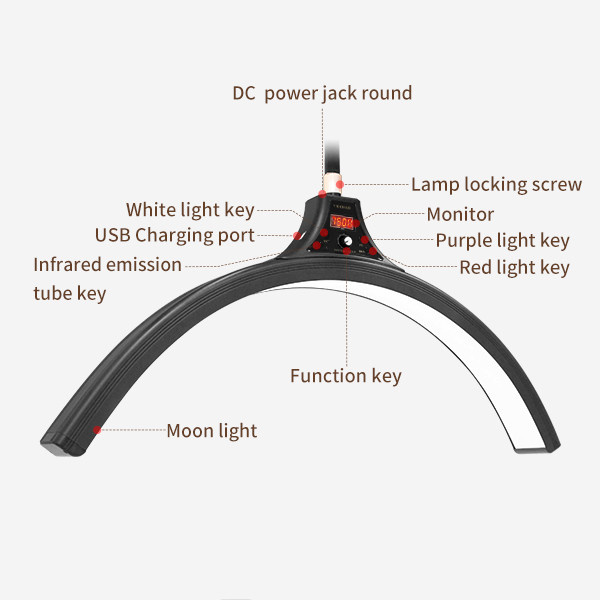 Dimmable SMD LED Half Moon Beauty Light 60 Watt Beauty Studio Lighting Set Skin Care Ring Light