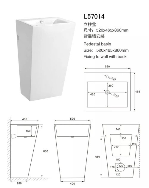 Rectangular Freestanding Bathroom Sink Strong Intensity Outstanding Durability