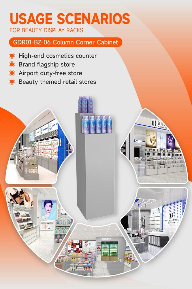 GDR01-BZ-06 Retail Display Column with High-Quality Wood and Grey Paint for Modern Retail Stores