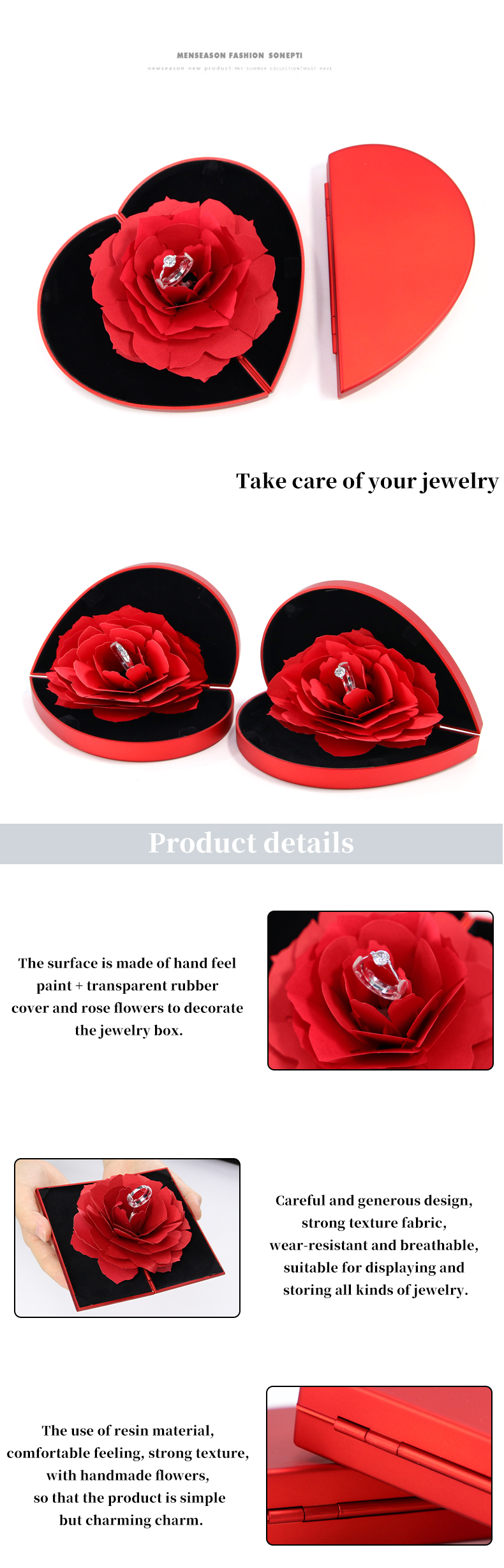 OEM Black Safflower Jewelry Packaging Case Rose Flower Gift Box For Jewellry