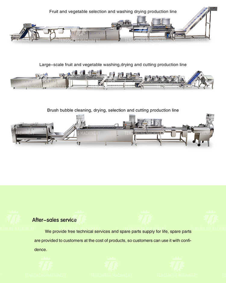 380V Fruit And Vegetable Processing Line Sweet Potato Picking Hair Roller Bubble Cleaning Drying Cutting Machine