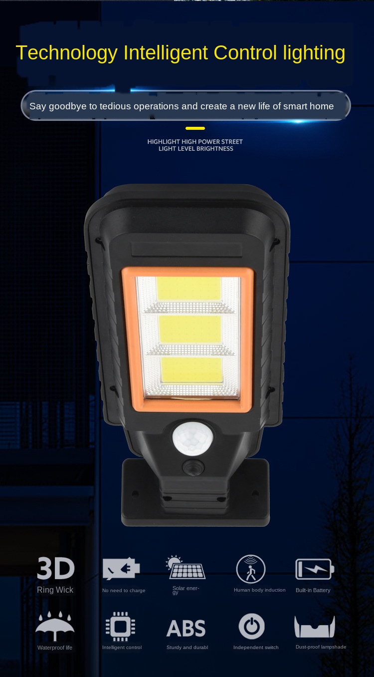 Outdoor 100COB 210COB 25W Pole Solar Street Light With 2400mAH Battery