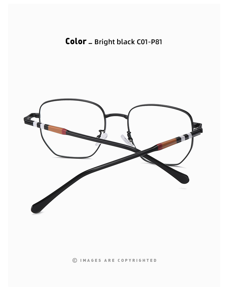Transparent Lens Acetate Metal Glasses Large Frame Eyeglasses 5 Color