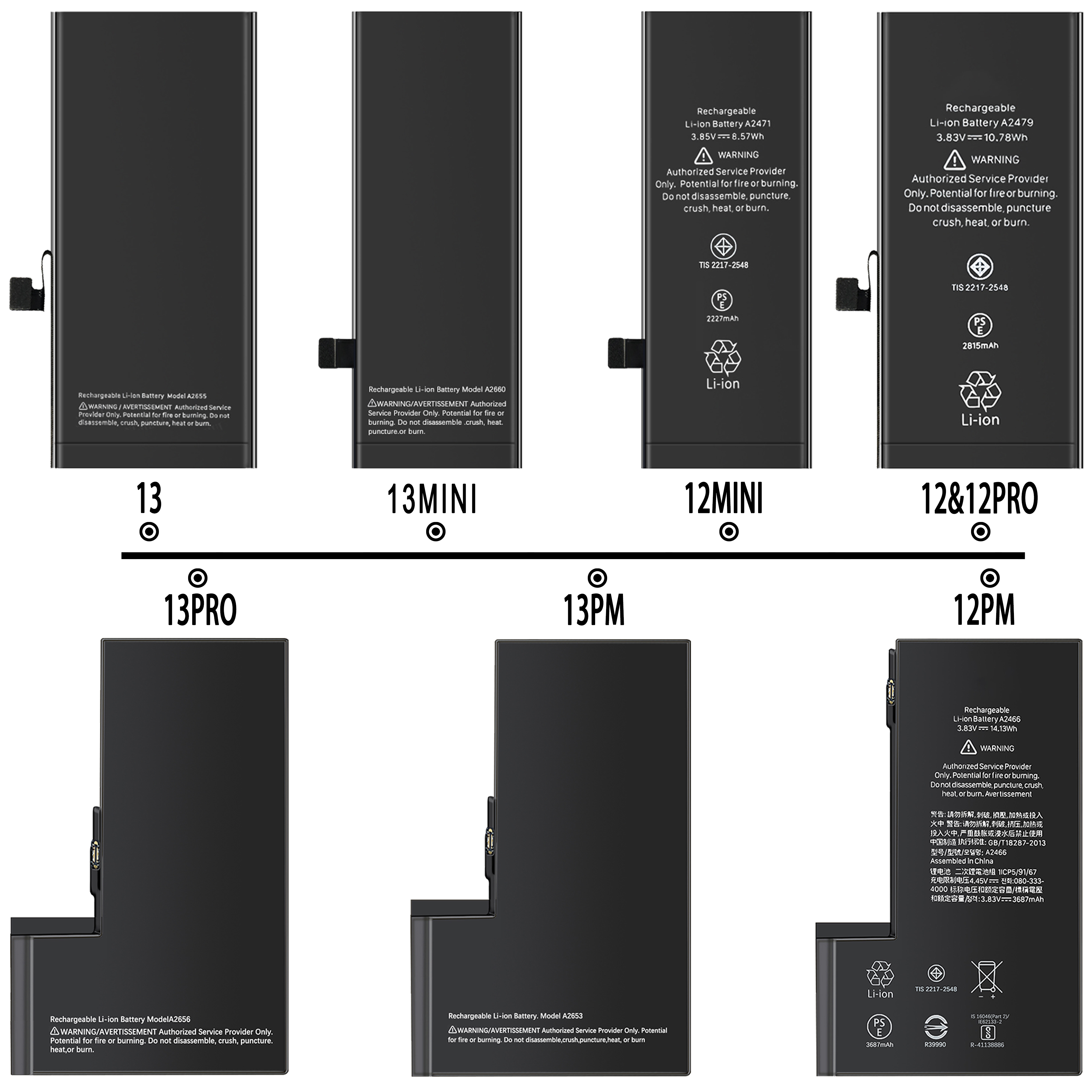 Dropshipping Mobile Cell Phone Battery for iPhone 14 13 12 11 Pro Max XS XR X 8 7 6 5