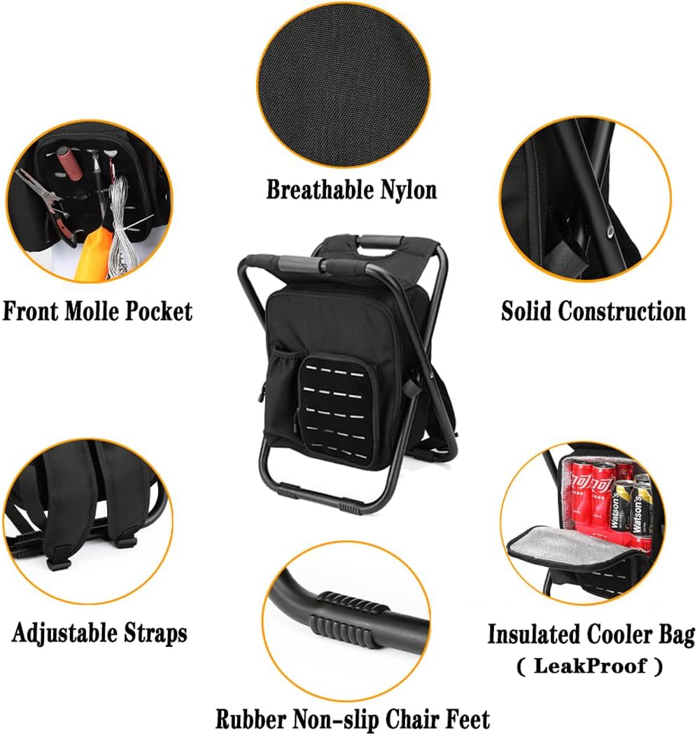 3 in 1 Portable Folding Cooler Backpack Leisure Facilities for Beach Chair and Camping