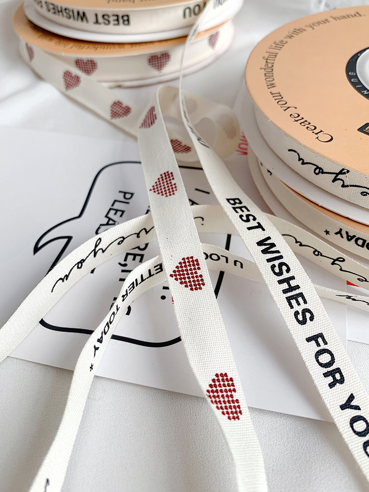 13mm Printed Cotton Ribbon DIY Craft Packing Ribbon For Gift