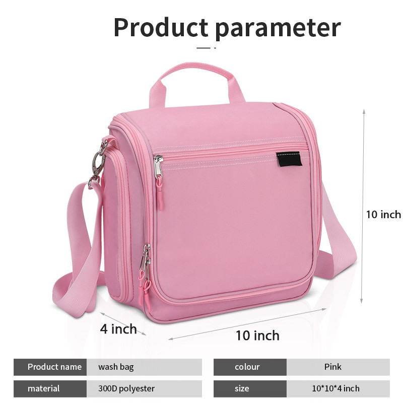 Hanging Compact Travel Toiletry Bag Camping Carry On Pink 10X4X10 Inch