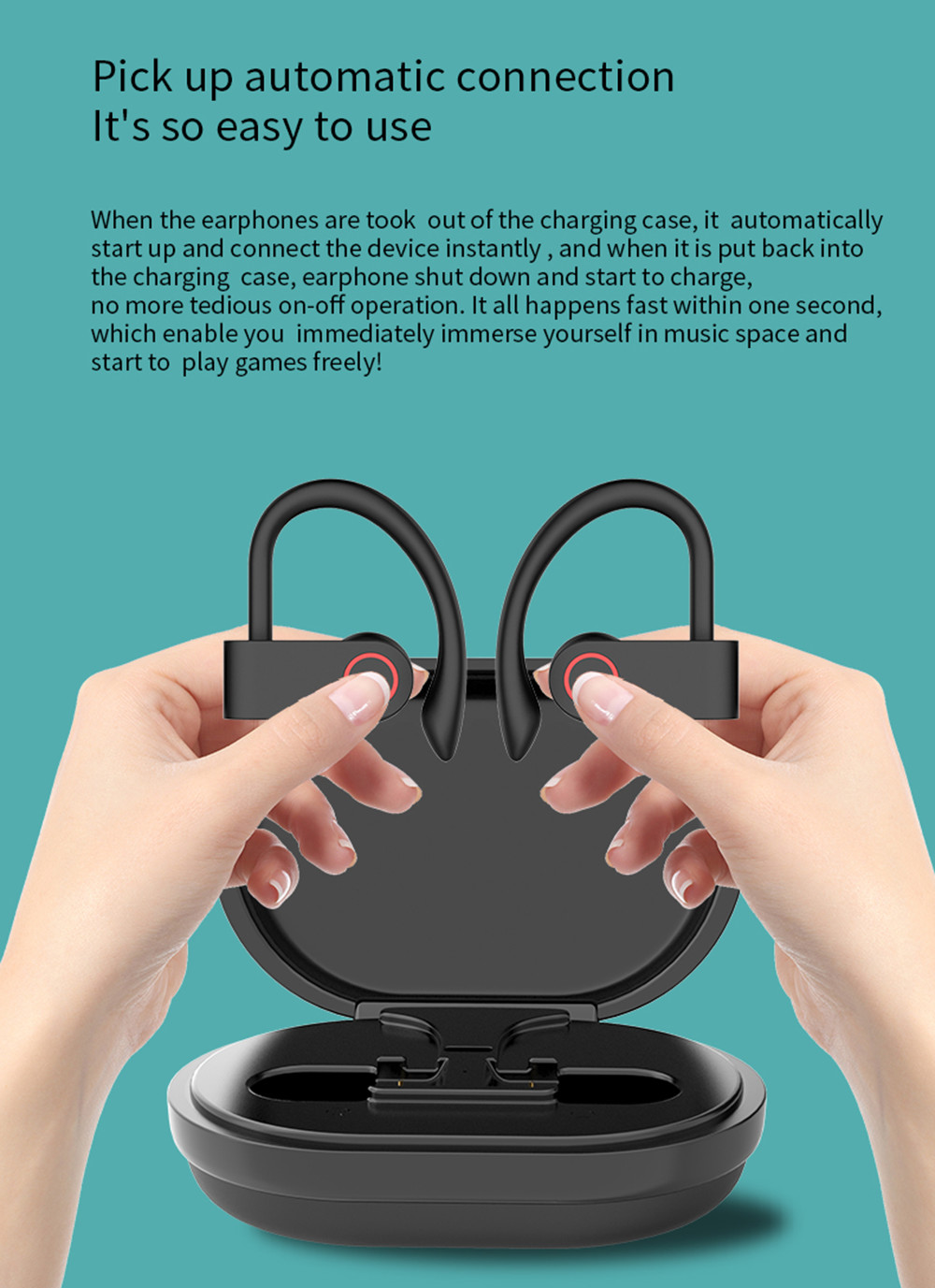 A9 Pro TWS Wireless Earbuds Bluetooth 5.0 Ear Hook 8 Hours Music For Sport