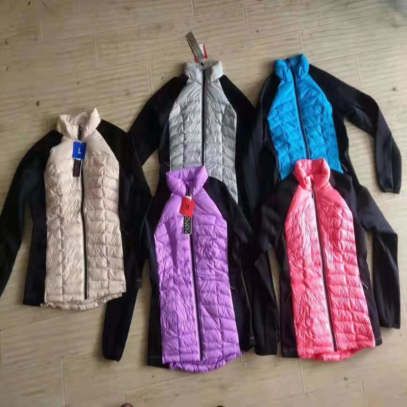 32.,Ladies Ultra Light Down Jacket With Knit Sleeve Cheap Price Good Quality See Through Design