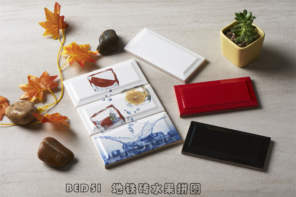 Tomato Lemon, Ice Block Pattern, Modern White Body 225x152mm Inside Wall Subway Tiles For Dining Room And Aquarium