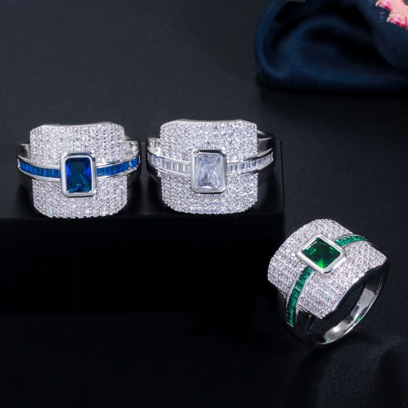 Elegant square Shaped CZ Rings Women Ring for Wedding Ring Wedding Sweet Design Jewelry Valentine's Day Love Ring