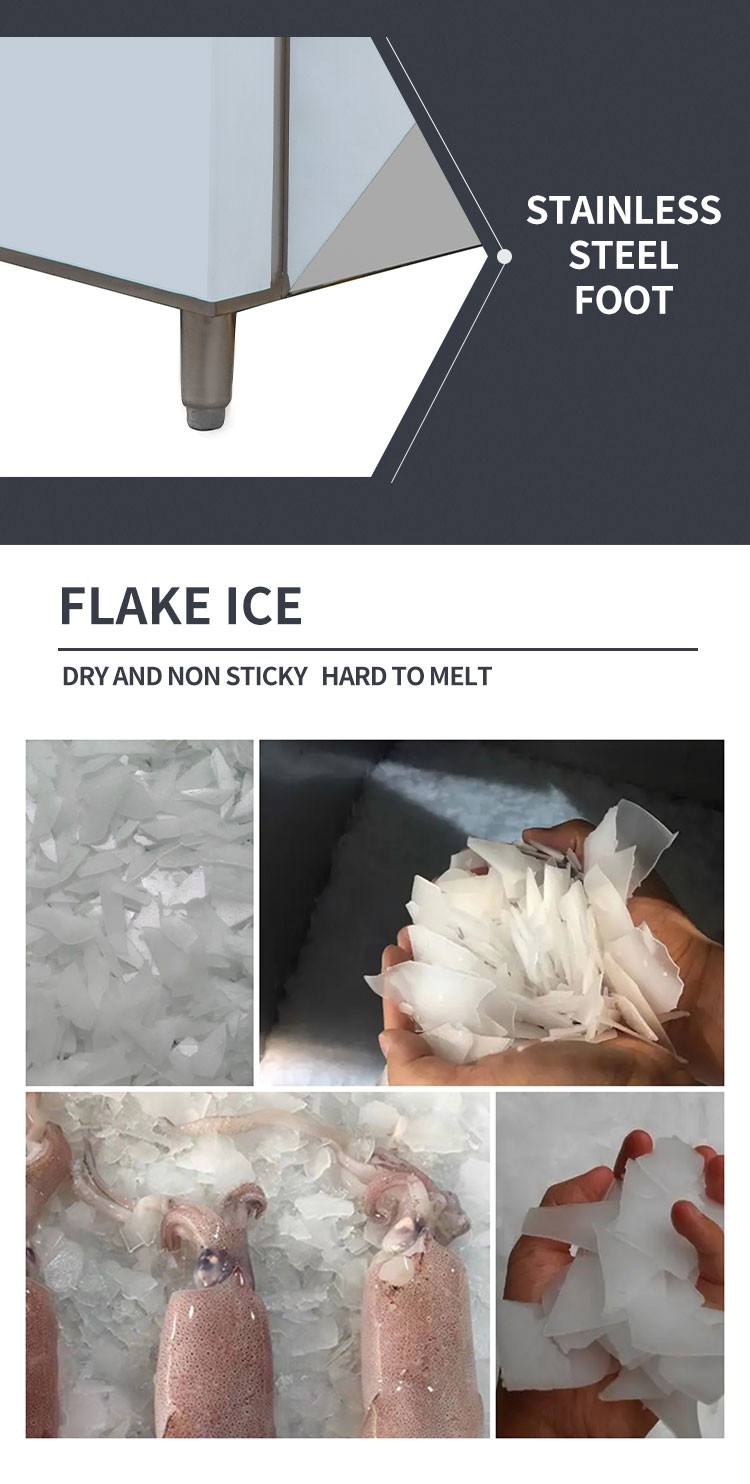 Stainless Steel Geneglace Flake Ice Machine 1 Ton Frosty Snow Cone Machine Air Cooling