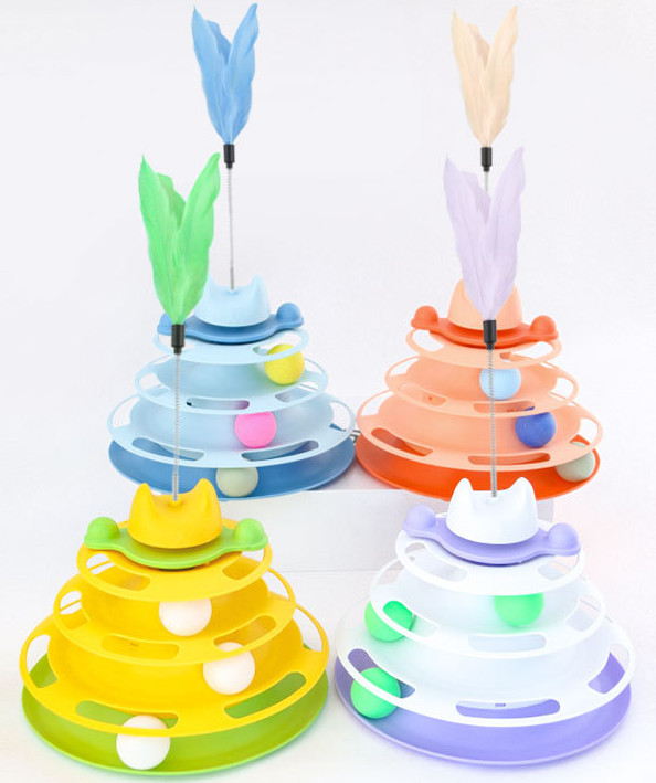 cat ball track tower toy