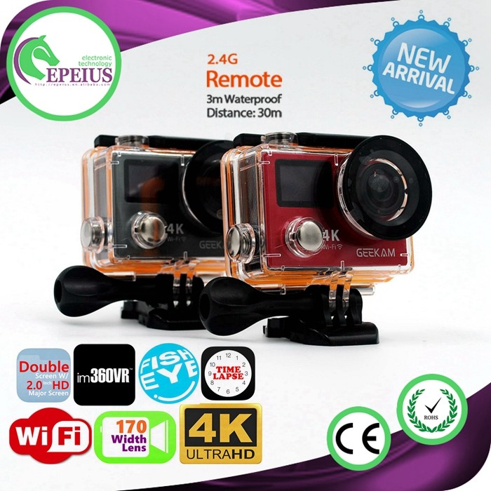 Geekam K8 4k Dual Screen Action Camera Remote Control Ultra Hd 4k With Panasonic 34110