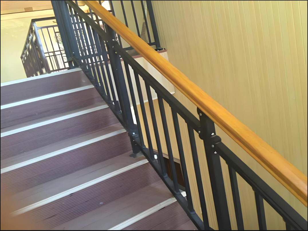 Zinc Steel Wood Grain Railing Anti Rust Balcony Stair Fence Easy Install
