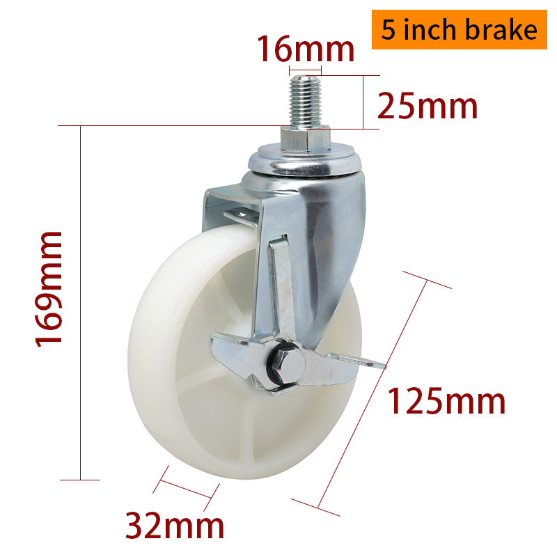 EDL Medium Duty 5inch 150kg Threaded TPA Caster by Swivel and Brake type 505S-26
