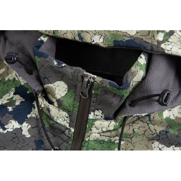 Men's Wind-Resistant Water-Repellent Camouflage Hunting Jacket with Fleece Lining and Adjustable Hood
