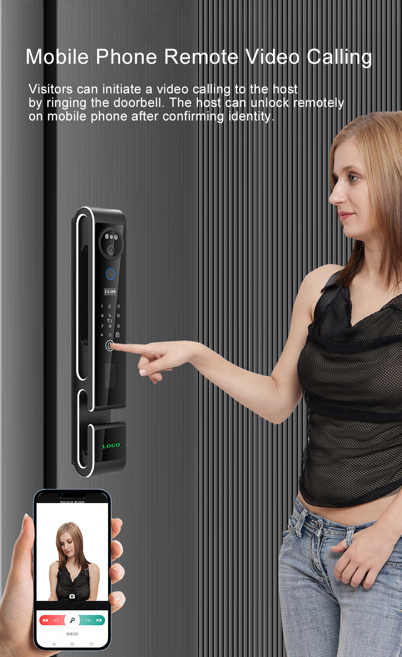 3D Face Intelligent Door Lock S666 With Intercom Luxury Door Lock