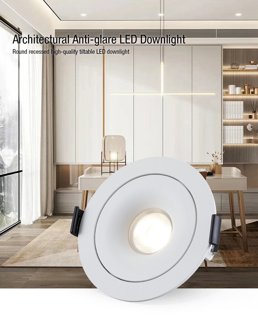 Flicker Free 30 Degree Tilt LED Downlights , Practical Dimmable LED COB Downlight