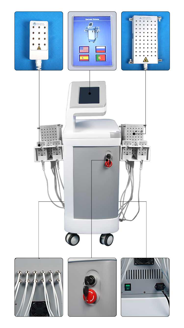 Four Wavelength Diode Zero Laser Lipo Laser Therapy Machines 12 Pads Slimming Beauty Machine