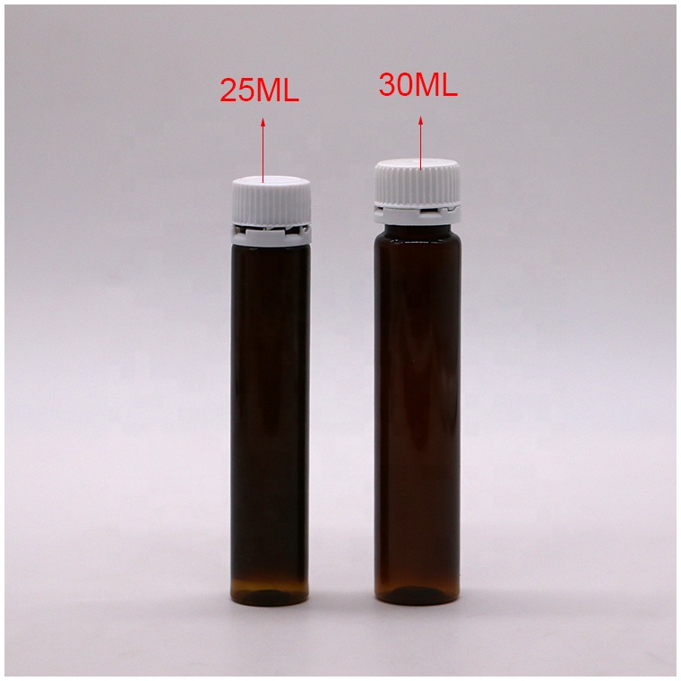 20ML/20CC Slim Smooth Amber Plastic Oral Liquid Bottle with Tamper Proof Cap For in Liquid Medicine
