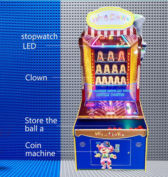 Fiberglass Redemption Game Machine Toss Coin Hit Clown Arcade Game Machine