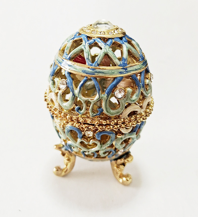 Vintage Style Hand Painted Easter Egg Jewerly Trinket Box Love Angel Jewelry Box Faberge Egg Jewerly Trinket Box