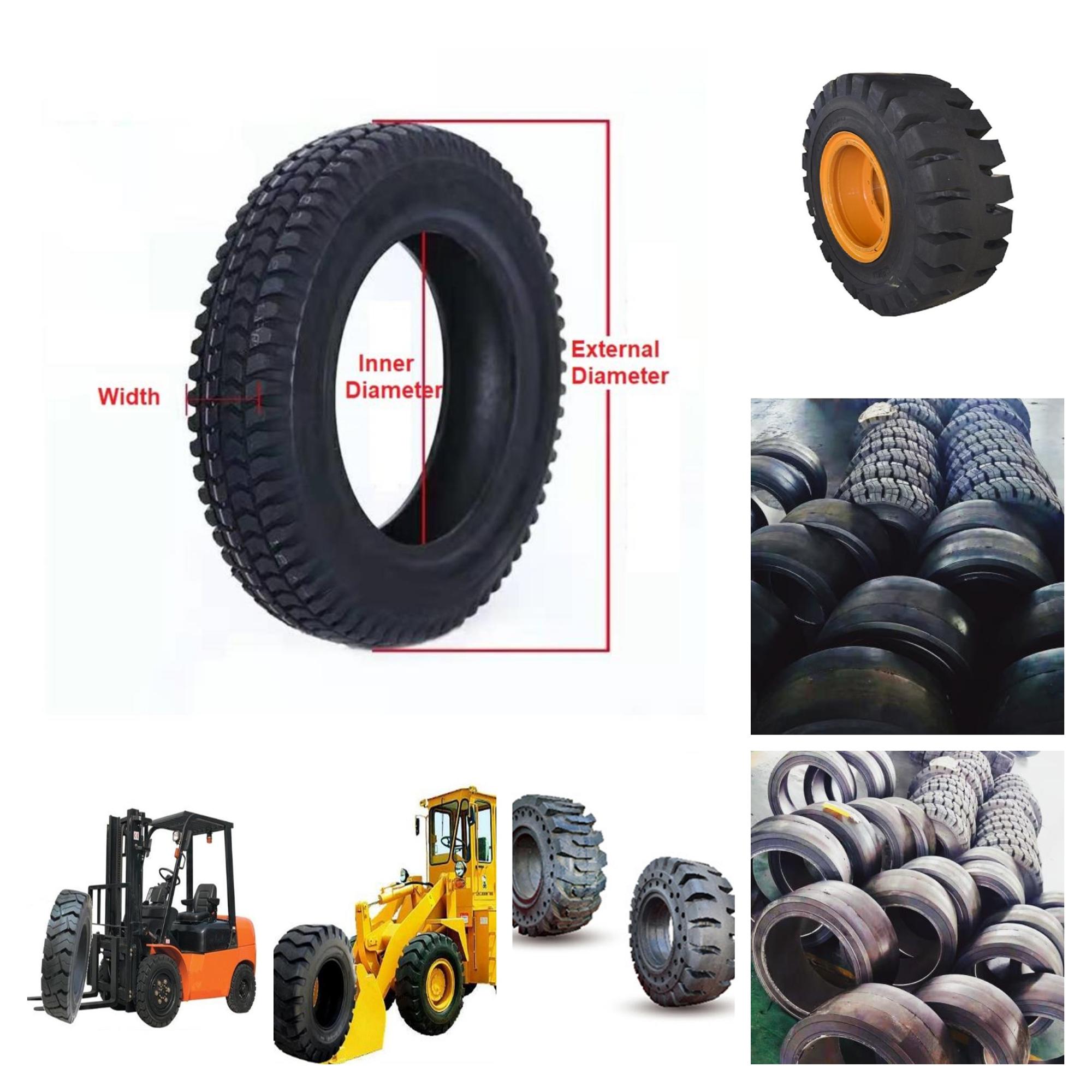 Black Pneumatic Forklift Spare Parts Rubber Wheel Web Type Solid Tyre Tear Resistance