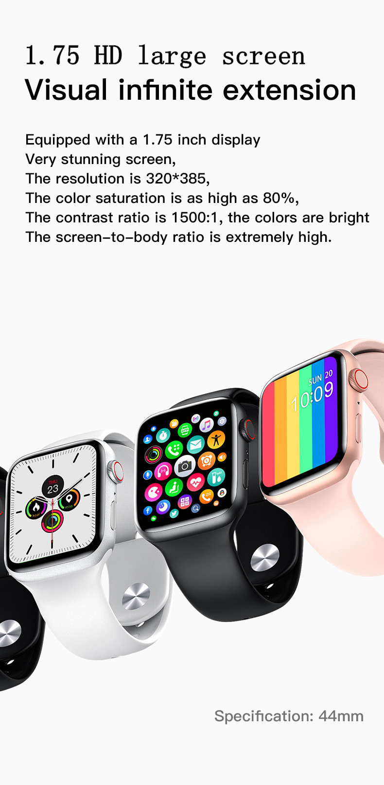 1.75 Inch Mtk Chipset Wallpaper Smartwatch IWO W26+ Pro ECG