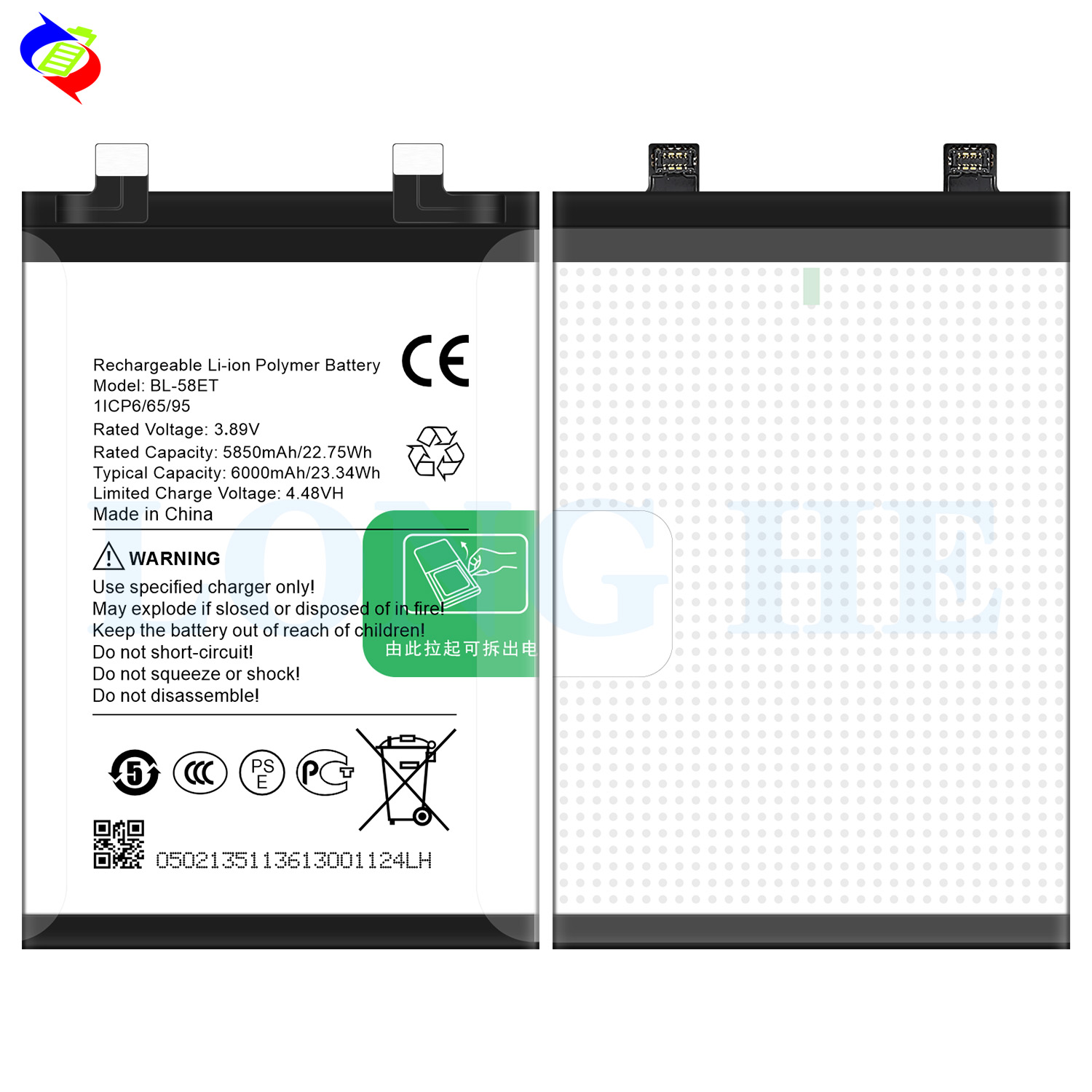 Replacement Li-ion Polymer Battery BL-58ET With 6000mAh Capacity For Tecno Pova 5