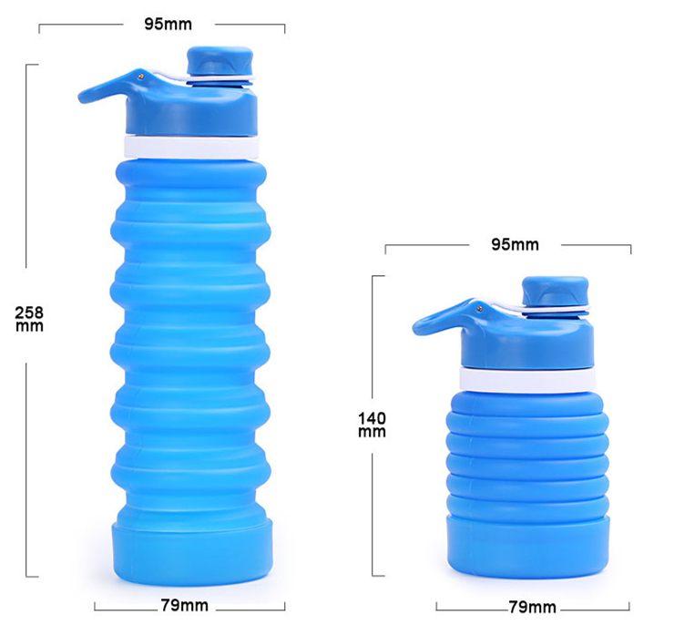 Travel Portable Squeeze Flexible Silicone Collapsible Water Bottle