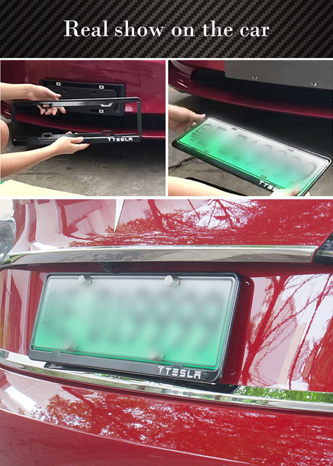 Rust Resistant Tesla Carbon Fiber License Plate Frame