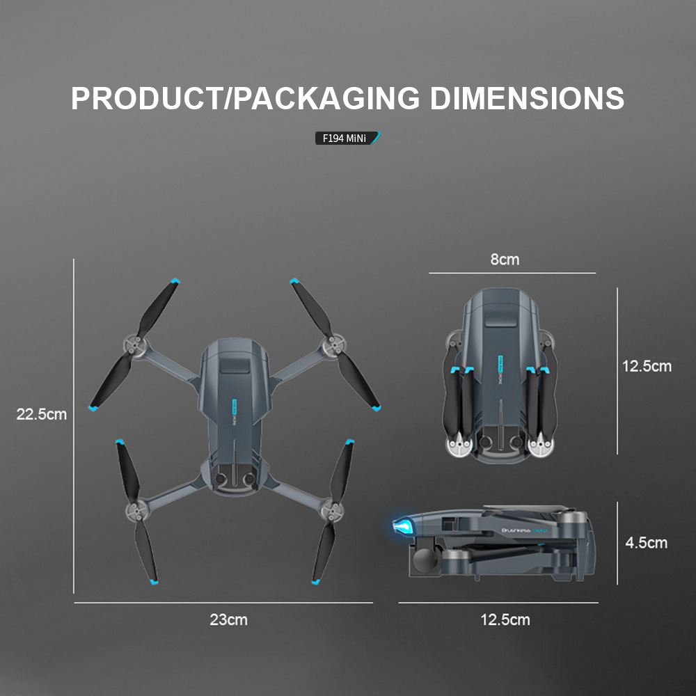 GPS Dual Camera Foldable Mini Drone F194 for Aerial Photography and Remote Control