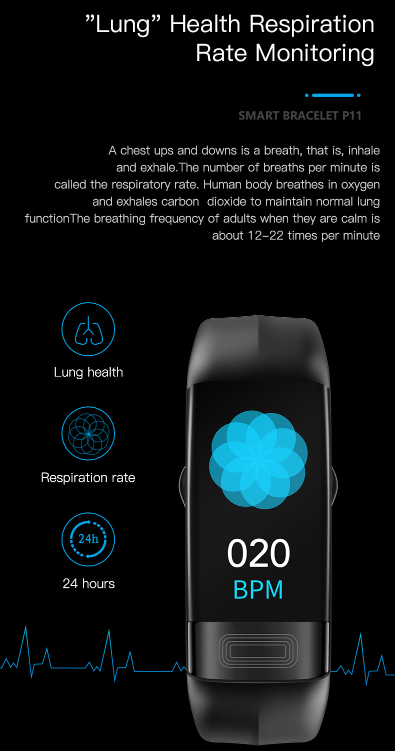Detecting PPG ECG Temperature Bracelet IP67 Smart Bracelet Heart Rate Blood Pressure