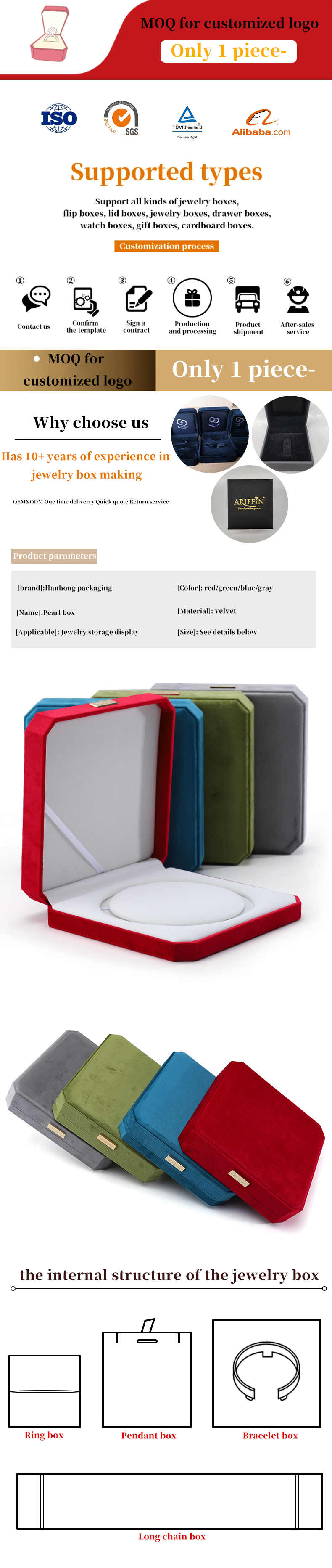 Custom Packaging Velvet Pearl Set Metal Display Stand for Small Case Jewelry Safe Box