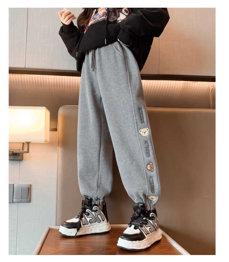 Children's suit thickened sports hoodie children's clothes autumn and winter trend cartoon girl warm two-piece set