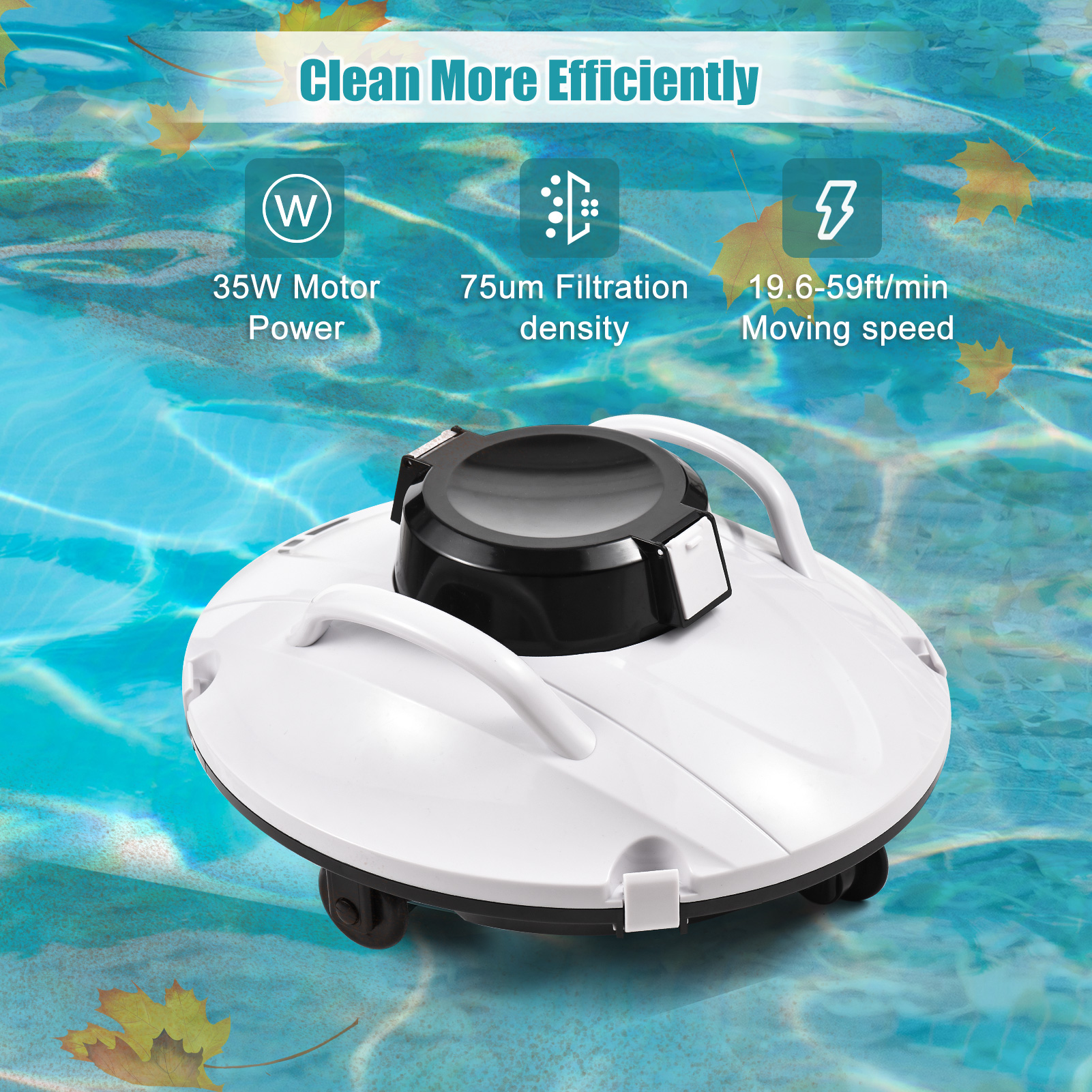 90 Mins Lasting 35W Cordless Vacuum Cleaner For Swimming Pool Robotic Pool Cleaner