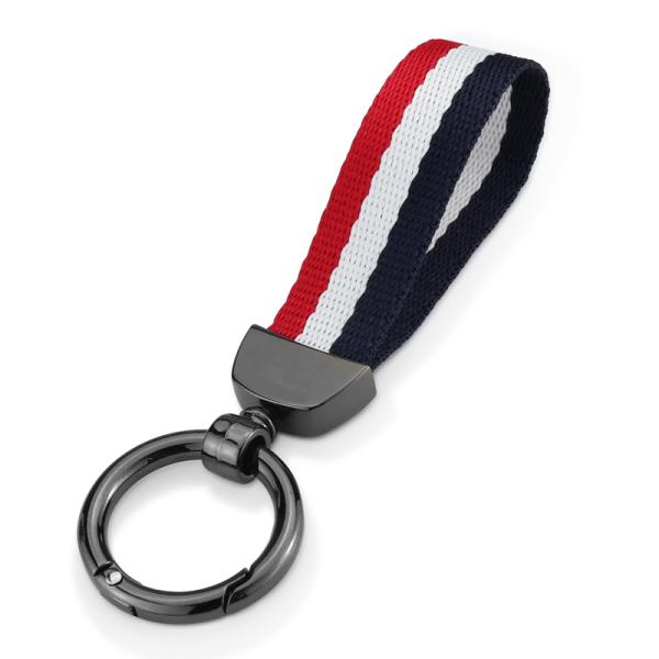 Nylon ribbon key chain company advertising metal small creative gift Colorful Canvas Nylon ribbon keychain