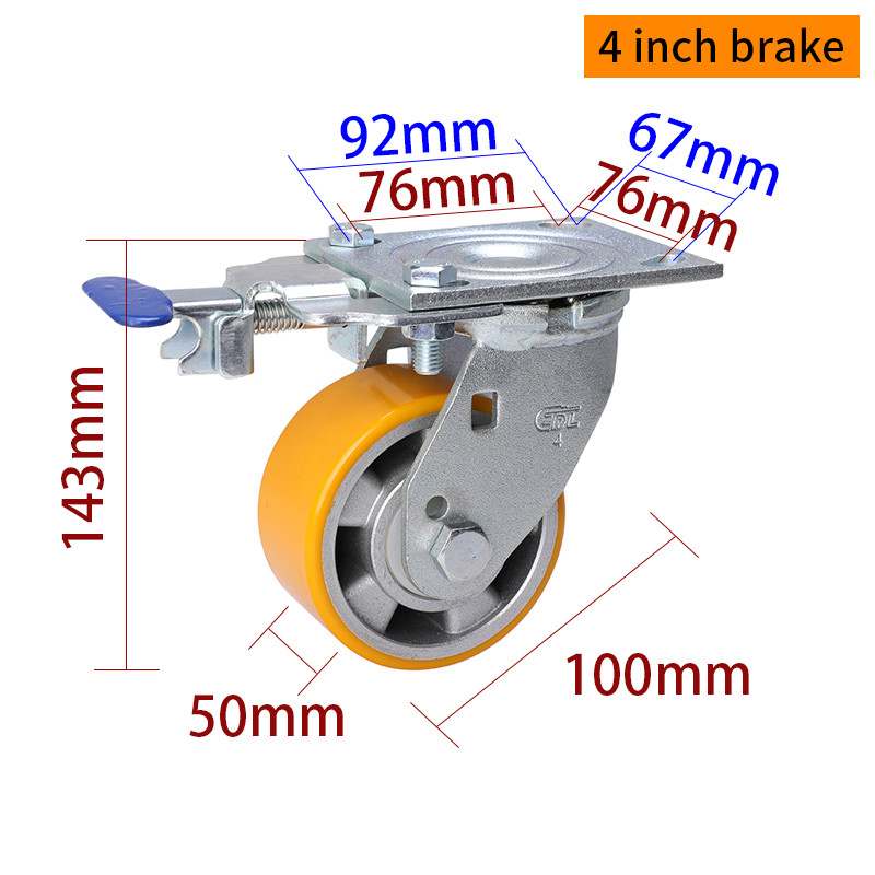Aluminum 4 Caster Wheels Heavy Duty Castors Zinc Coating 100mm