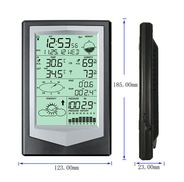Black And Silver Definition Wireless Weather Station With ±1.0°C Temperature Accuracy