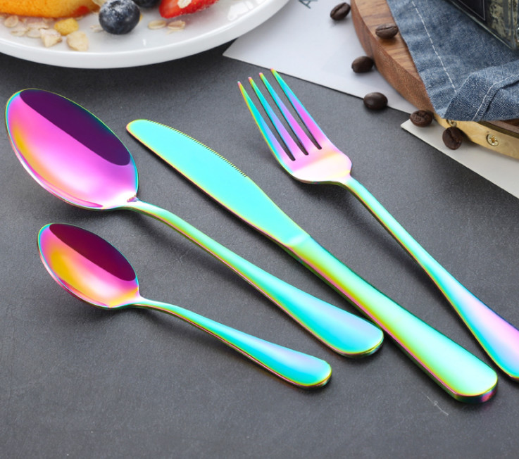 NEWTO Stainless Steel Colorful Flatware/Kitchen Cutlery /Knife Fork Spoon