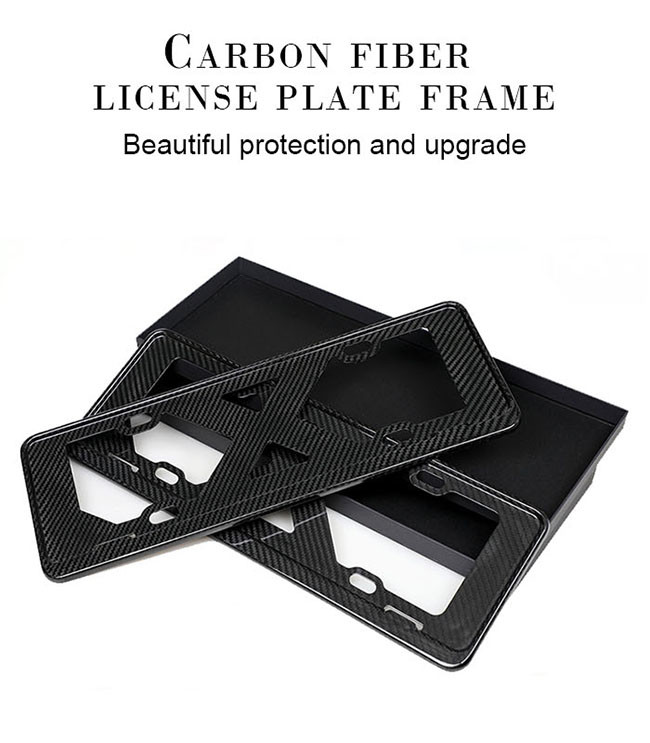 Luxury Car Glossy 310*160mm Carbon Fiber License Plate Frame