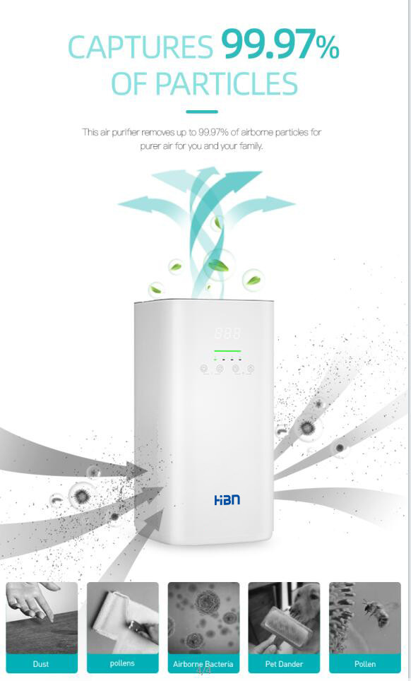 H13 HEPA Filter Air Purifier ABS Materials 400m3/h With Brushless DC Motor