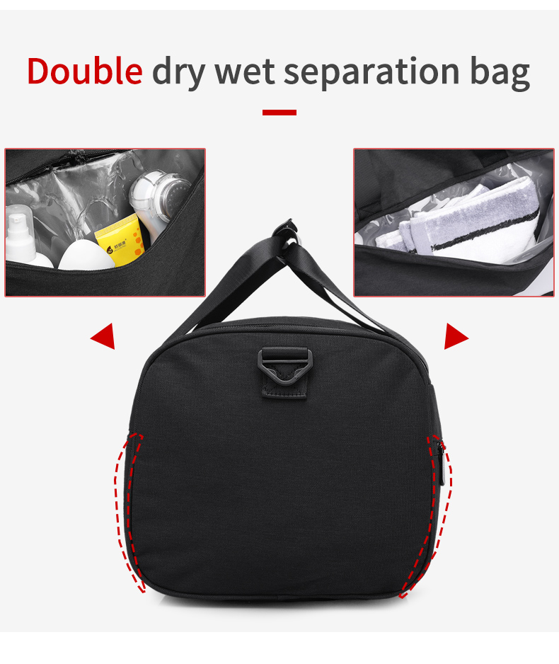 Water Retardant Leather Nylon Workout Duffle Bags Unisex 43cm Length