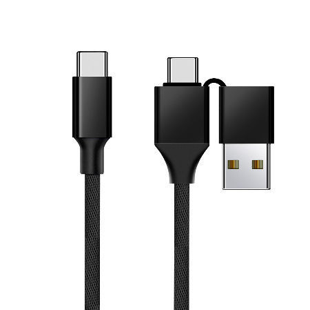 Type C To Type C 2 In 1 Data Transfer Cable Nylon Braided Usb A Male 20V/3A Fast