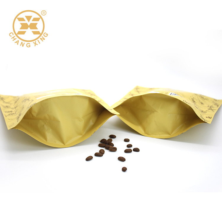 OEM design Free sample Zip-lock resealable Stand up Doy pack kraft coffee bags with valve