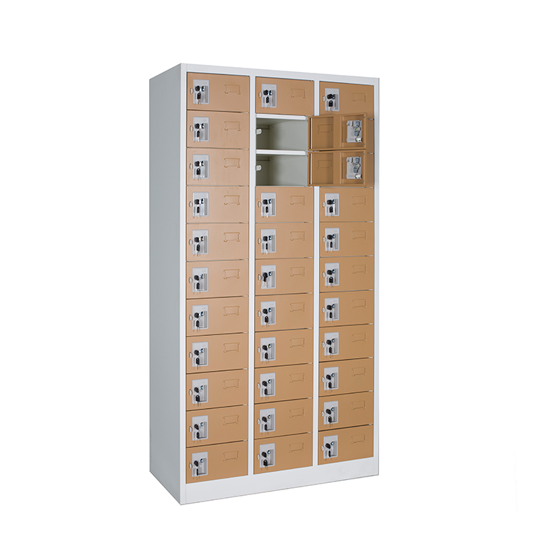 ISO9001 Key Lock 33 Door Metal Lockers Steel Supermarket Locker