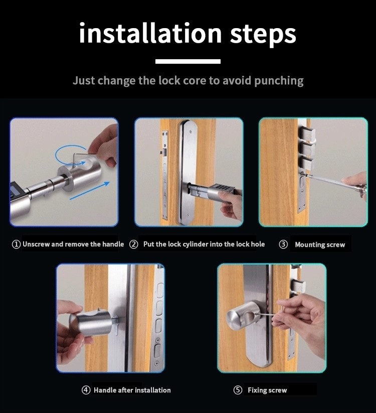 Keyless BLE Password Cylinders TT Lock App Frameless Glass Door Locks